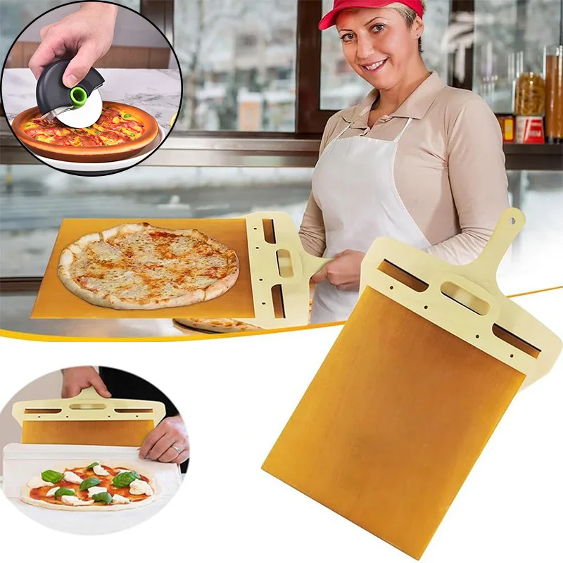 

Wooden Sliding Pizza Peel Transfers Pizza Paddle Shovel With Handle Non-stick Pizza Spatula For Indoor Outdoor Ovens Baking Tool