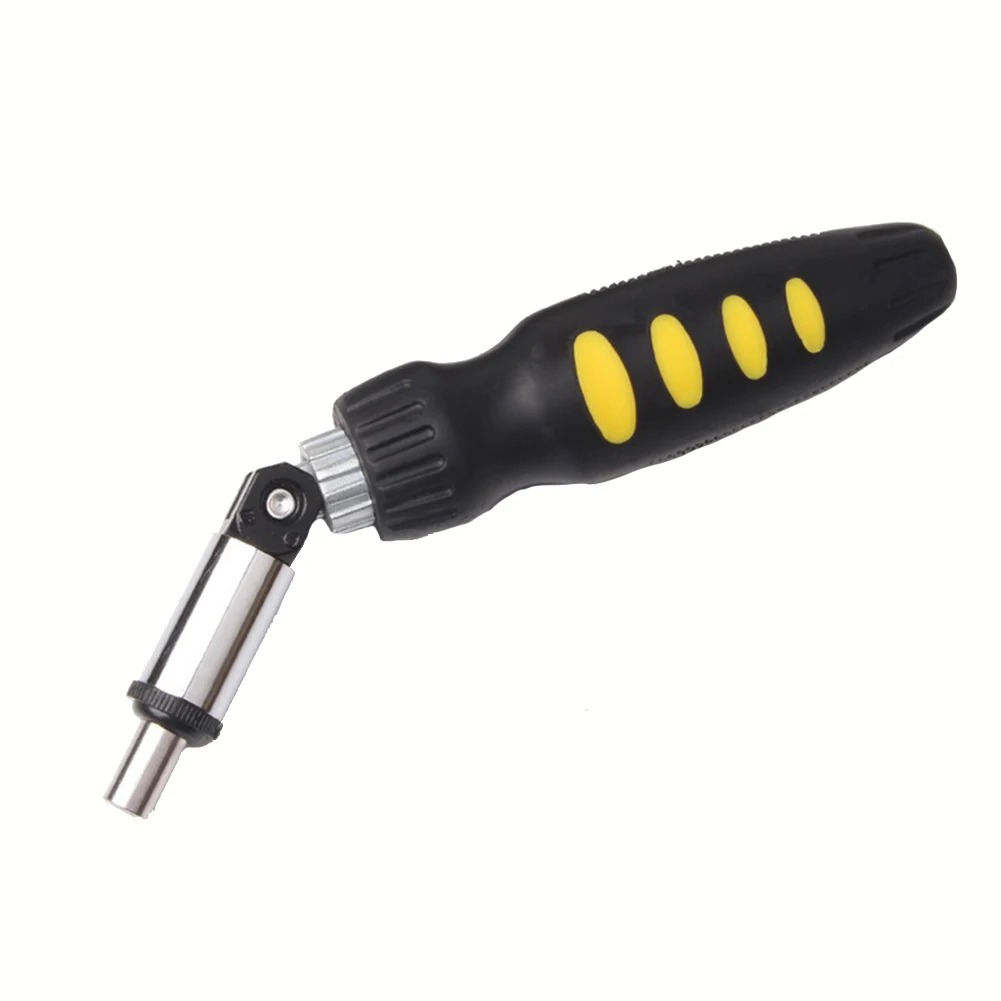 

Practical 1/4 Hex Interface Ratchet Screwdriver Foldable 180 Degree Rotate T type Strong Magnet for Tight Suction