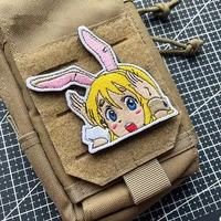 anime girl military patches rabbit ear sailor moon embroidery badge big eyes cute tactical bag sticker applique for clothing
