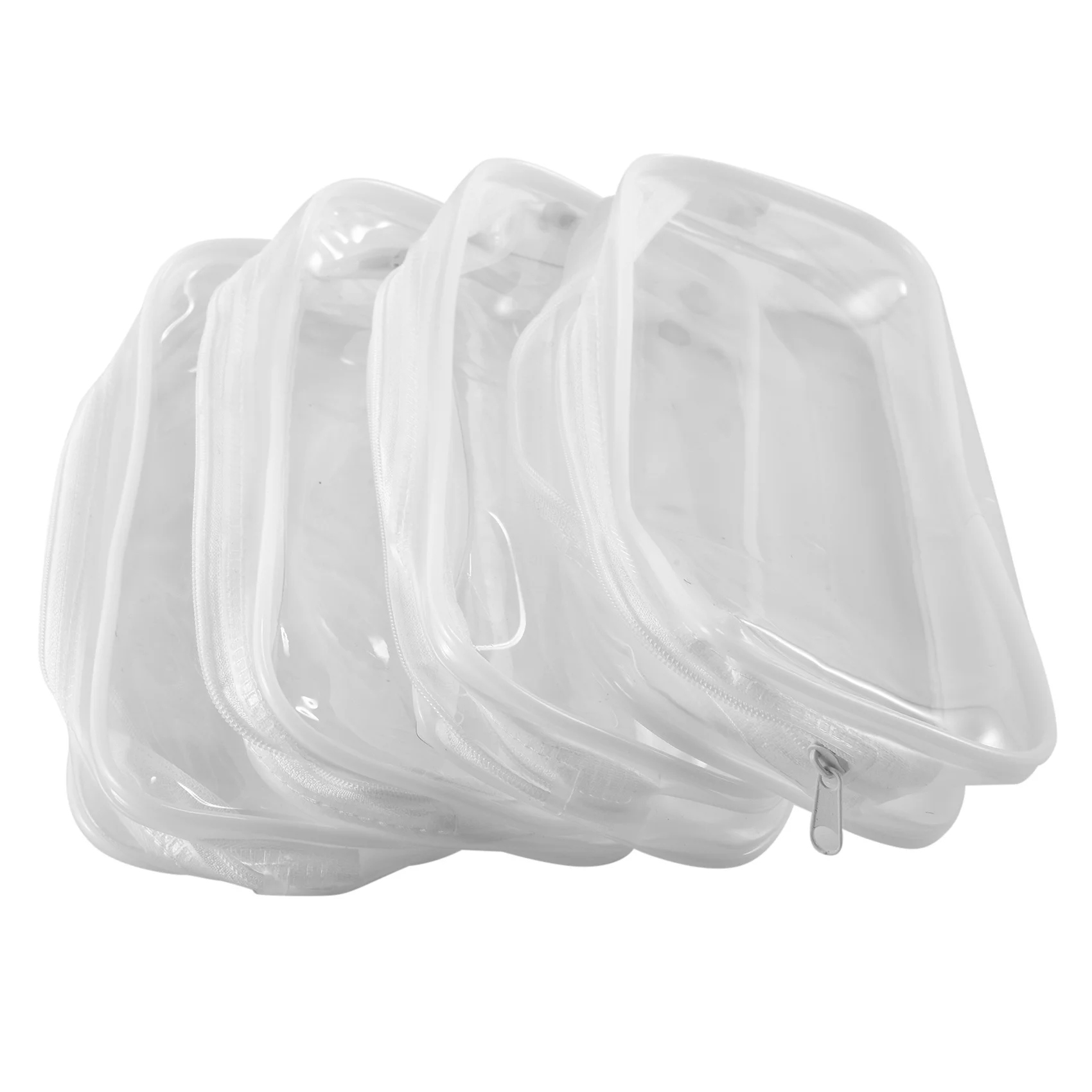 

4 Pieces Clear PVC Zipper Pen Pencil Case, Big Capacity Pencil Bag Makeup Pouch with Zipper for School Office Stationery(White)