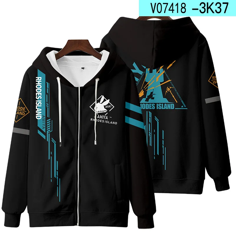 

Game Arknights 3D Zipper Hoodies Men/Women Casual Sweatshirts Rhodes Island Texas Amiya Chen Lappland Exusiai Cosplay Costume