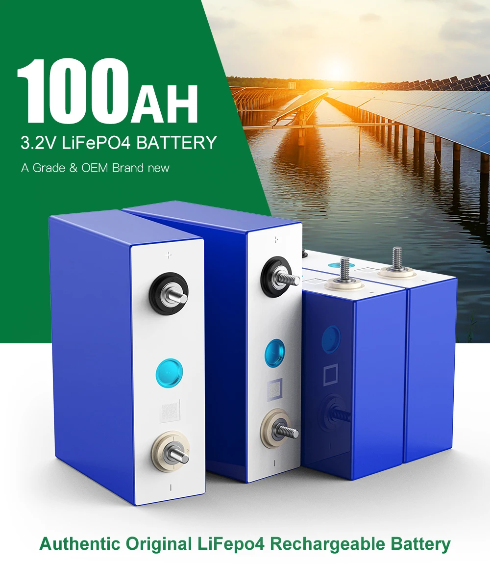 

NEW 4-32pcs 100Ah Lifepo4 12V Grade A Rechargeable battery pack 3.2V Lithium Iron Phosphate Prismatic Solar cell EU US TAXFREE