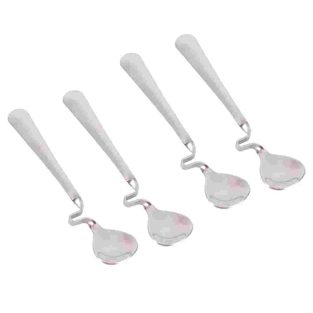 

4Pcs Stainless Steel Stirring Spoons Rustproof Curving Coffee Spoons (Silver) Honey And tea tableware