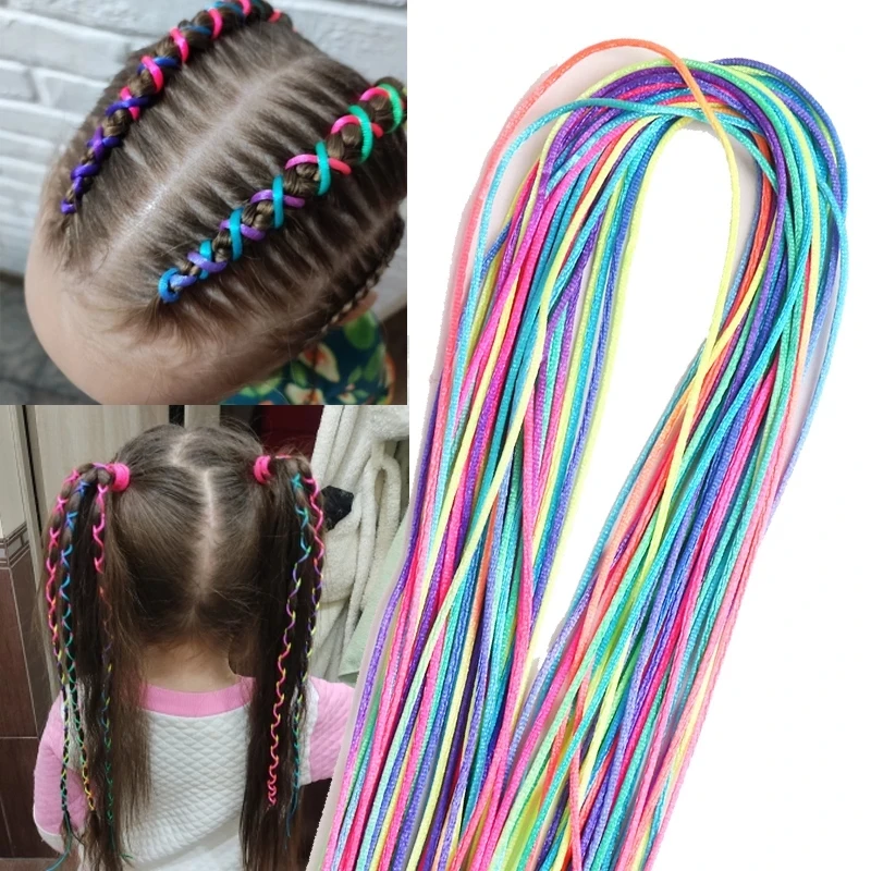 Ful 5-20pcs Hair Braids Rope Strands For African Braid Girl Diy Ponytail Hair Ribbons Women Styling Hair Accessories