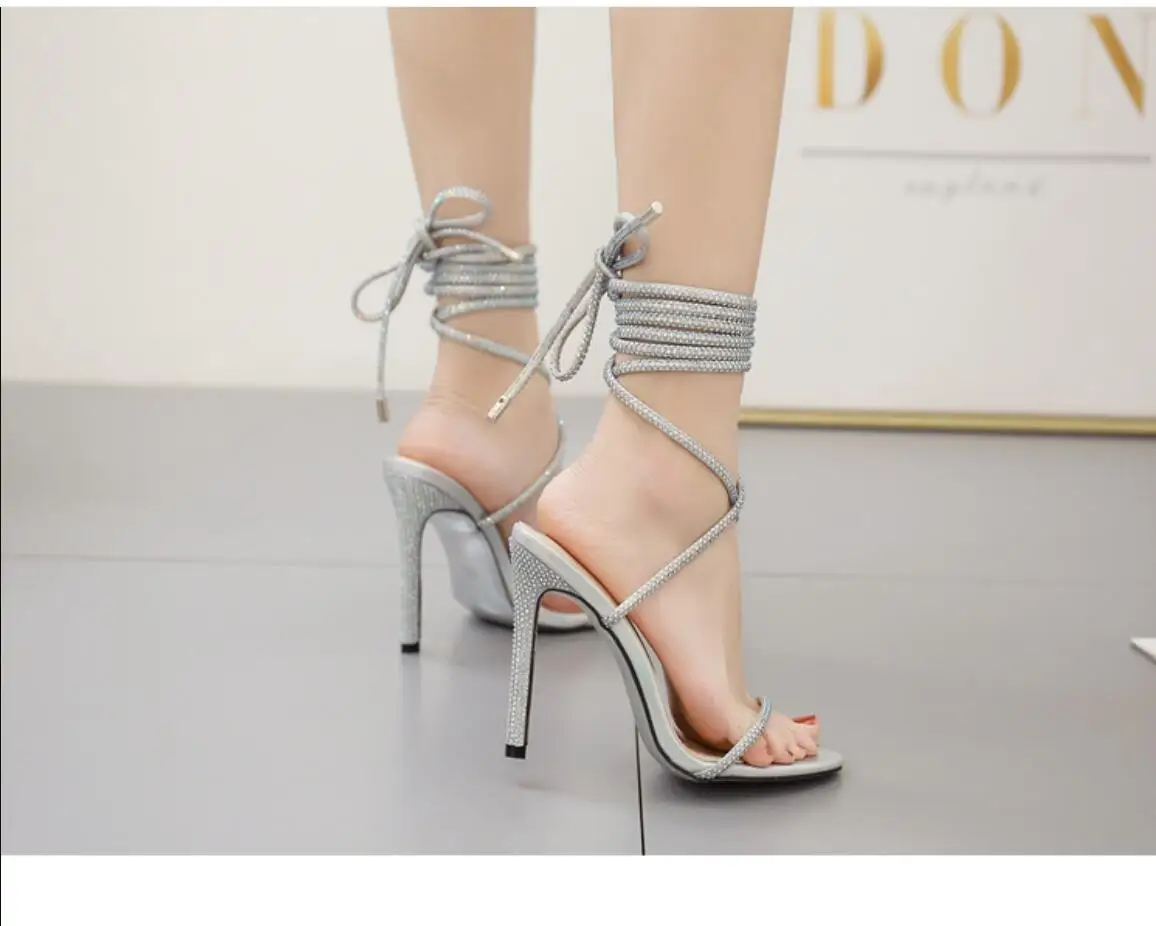 Fashion Gold High Heel Sandals Summer Women Fine heel Solid Color binding Fish Mouth Slippers Party Casual Shoes Sandals Large