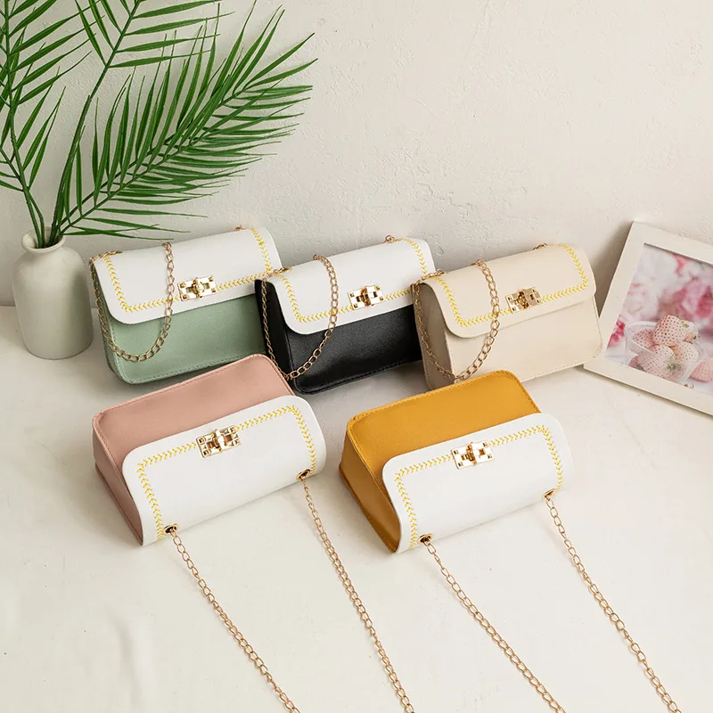 Small Women's Bag Color Contrast Square Luxury Designer  Handbags Crowd Trend Shoulder Messenger