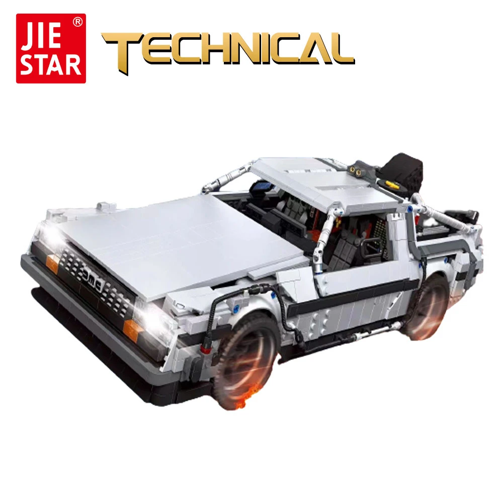 

New Moc Car Delorean DMC-12 Back To The Futuress Technial Time Machine Movie Race DIY Building Blocks Bricks High-tech Toy kids