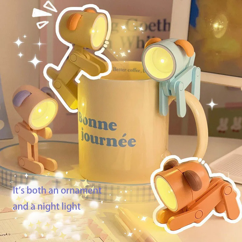 

Mini Small Desk Lamp Creative Diy Desktop Ornaments Cartoon Small Night Light Mobile Phone Holder Home Decoration