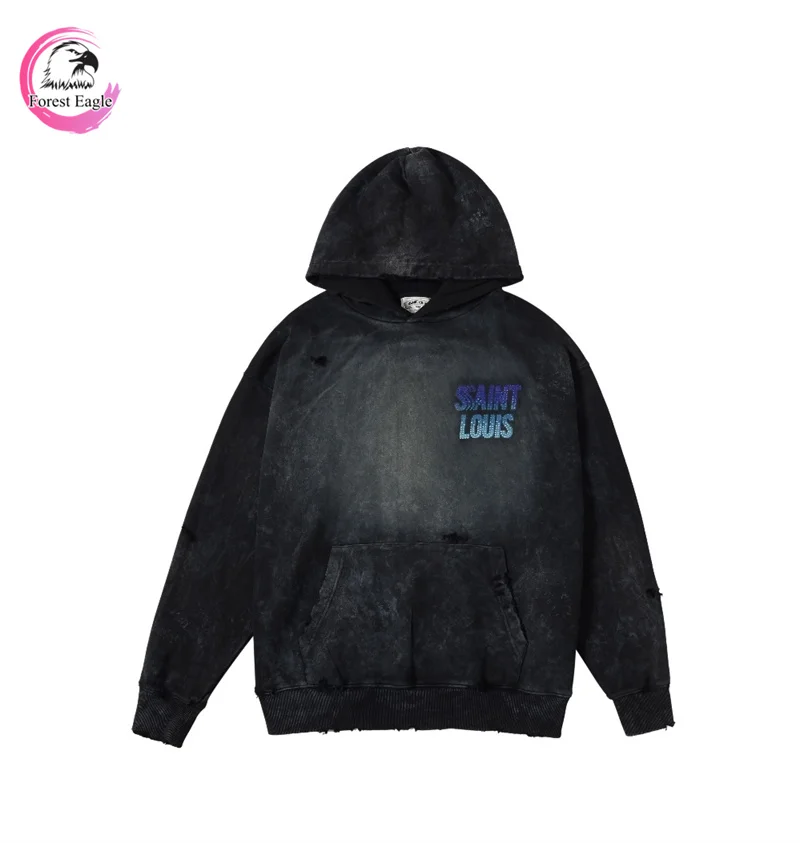 24SS Фиолетовый Серый Черный SAINT LOUIS Diamonds Толстовка с градиентным логотипом Бренд