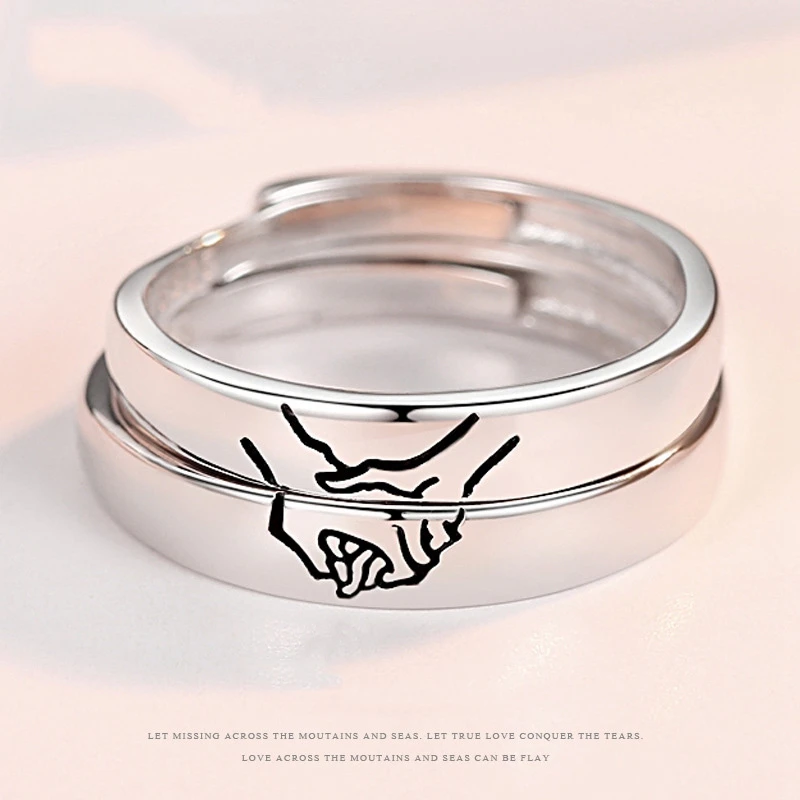 

Genuine 925 Sterling Silver Ring Adjustable Simple Couple Rings For Lovers Women Men Wedding Fine Jewelry Accessories Gifts