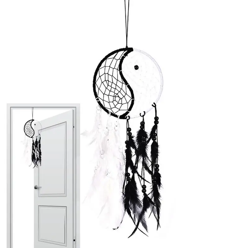 

Chinese Style DecorationInnovative Dream Catcher Ji Home Wall Car Hanging Decor Yin Yang Feather Crafts Dreamcatcher Nets