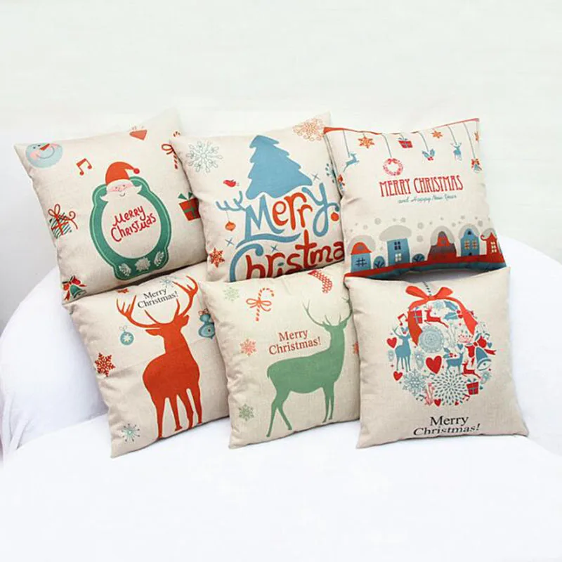

Рождественская наволочка Счастливого Рождества Санта-Клаус дерево Лось офисные украшения для автомобиля для дома винтажные аксессуары дл...