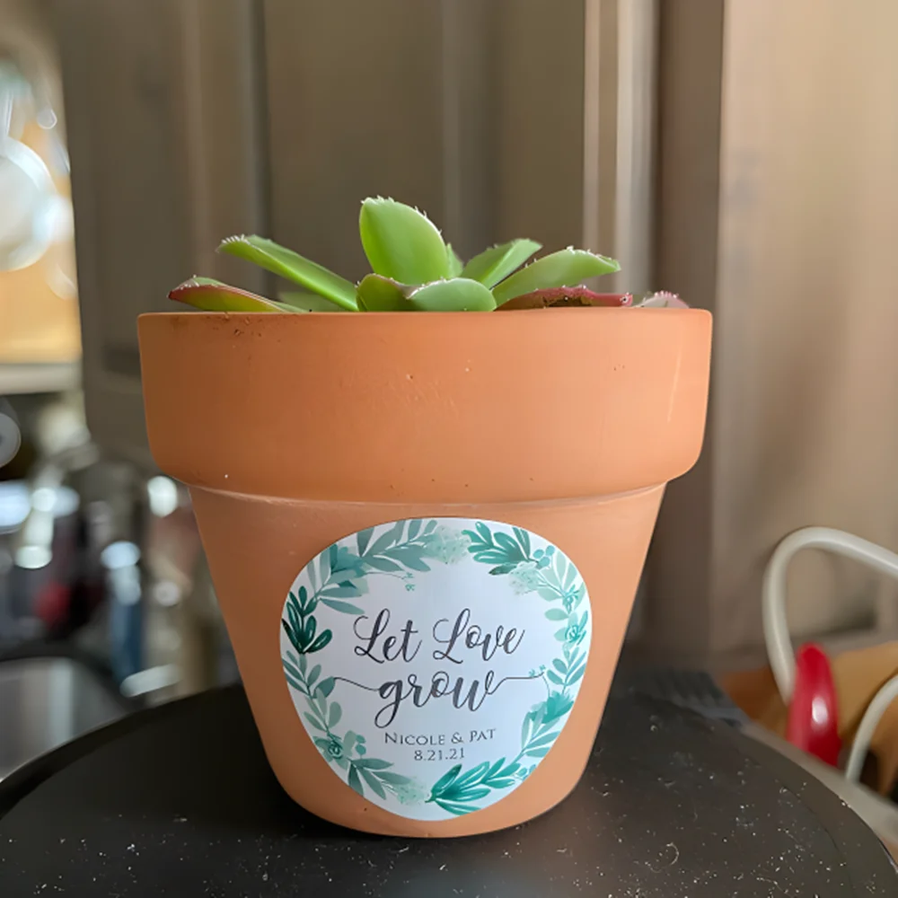 Наклейки Let Love Grow сочные свадебные сувениры наклейки этикетки зеленые