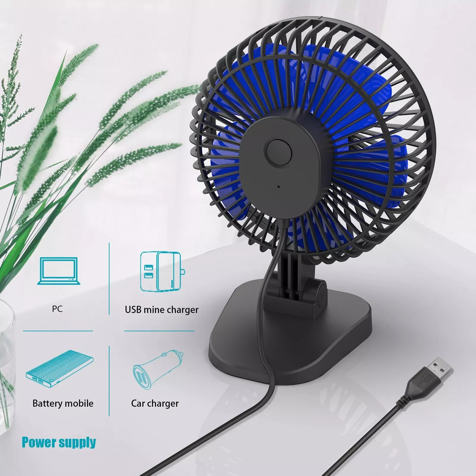 Mini Usb Desk Fan Better Cooling Perfect,strong Airflow Whisper Quiet Portable Fan For Desktop Office Table 4.9 Ft Cord#G4
