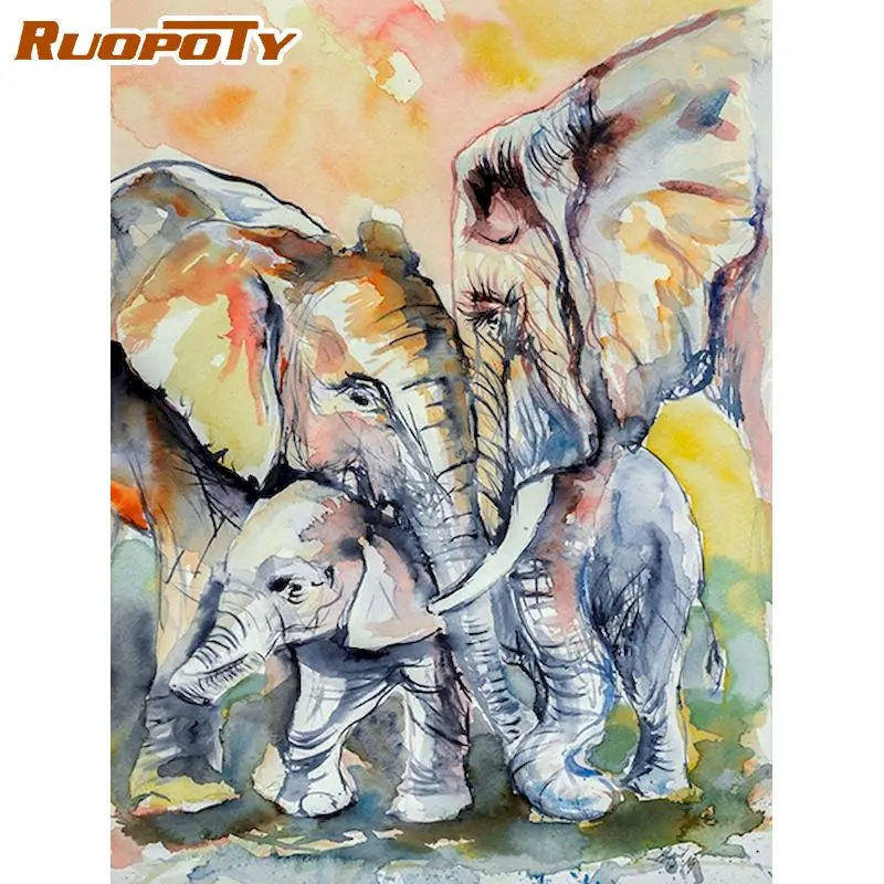 

RUOPOTY 5D Diamond Painting Elephant Drill Round square Diamond Embroidery Animals Rhinestones Pictures Home decor Mosaic