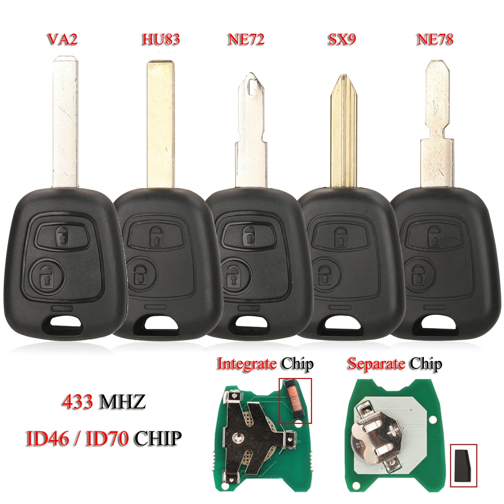 Автомобильный Дистанционный Ключ Jingyuqin Для Citroen C1 C2 C3 C4 Peugeot 106 206 306 307 Toyota Aygo 2