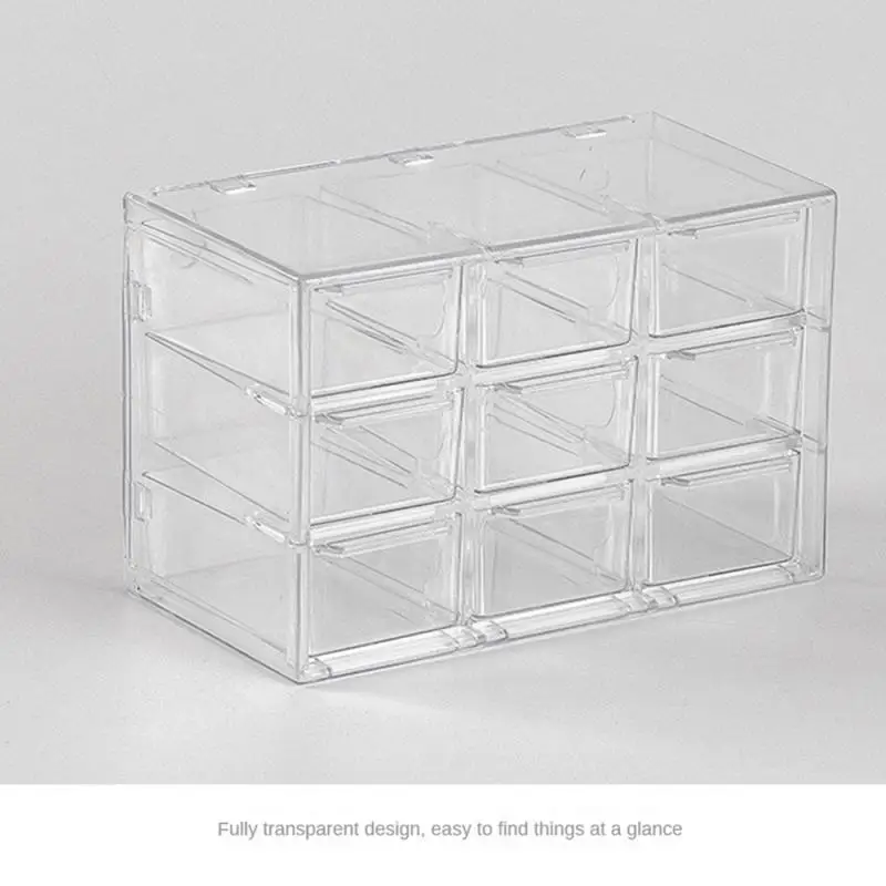 Настольные ящики для хранения с сеткой 6/9/12 органайзер прозрачный маленький ящик