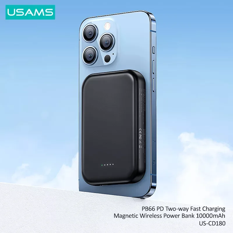 

USAMS 20W 10000mAh Wireless Quick Charging Power Bank PD Two Way Fast Charging Powerbank For iPhone 12 13 Battery Pack