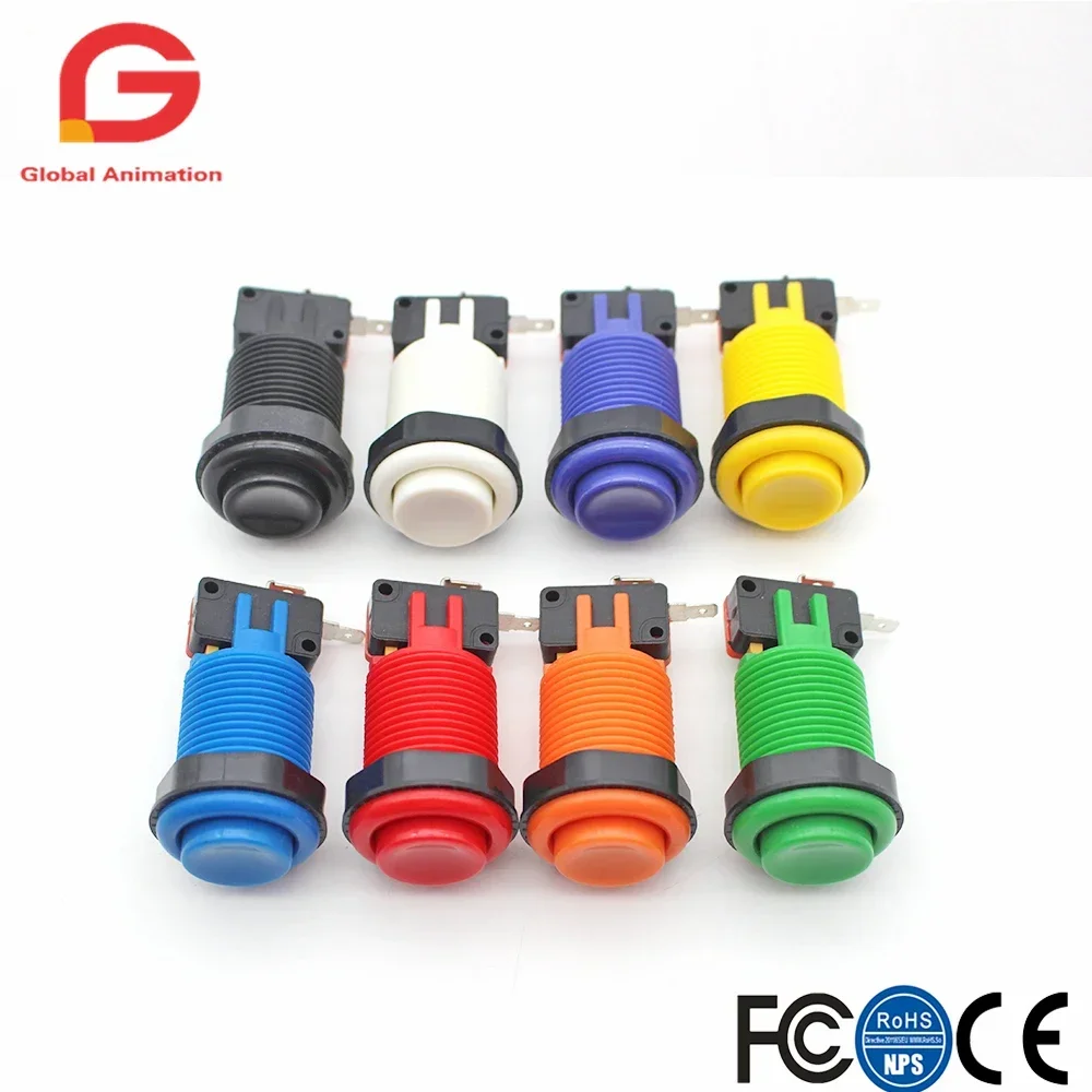 8 Colors Orange Purple Push Button Happ American Style With Micro Switch for All Kinds Multi Arcade MAME Raspberry pi Jamma Game