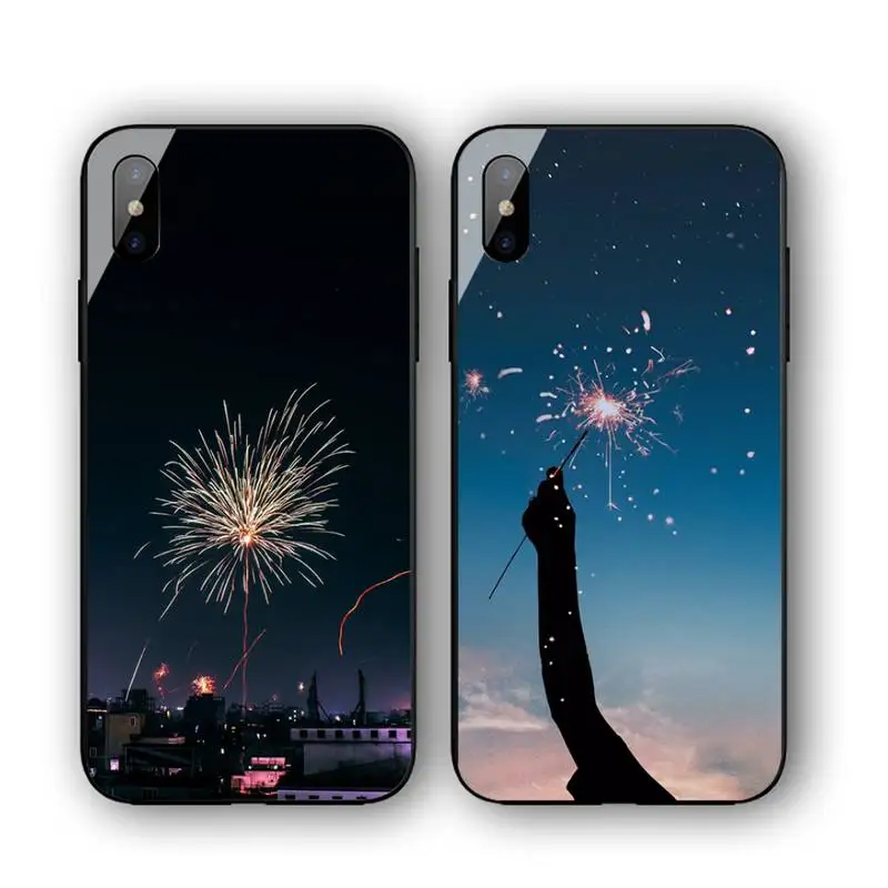 

Fireworks Phone Case For Iphone 11 12 13 14 Pro Max 7 8 Plus X Xr Xs Max Se2020 Tempered Glass Cove