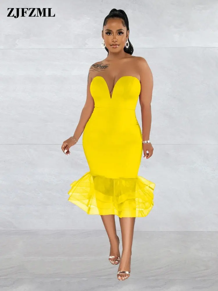 

Женские платья с открытыми плечами для торжественных случаев Vestidos Para Mujers 2023 сексуальное облегающее платье без бретелек с открытой спиной Русалка Женское платье