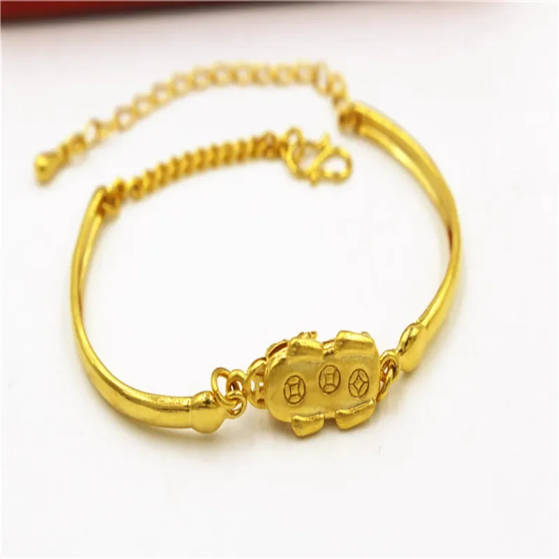 Роскошный 3d твердый золотой браслет с имитацией золота надписью год жизни