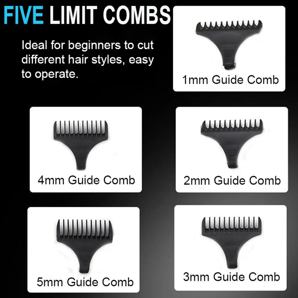 

VGR Electric Mens Hair, Professional Beard USB Rechargeable Hair Cutting Styling with 5 Guide Combs