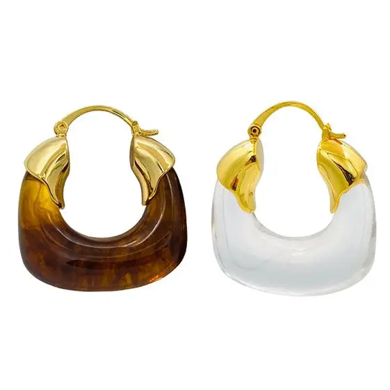 

Retro exaggerated U-shaped resin earring female European style INS cool trend tortoiseshell amber earring