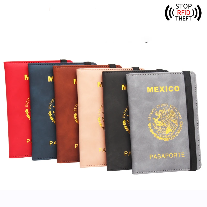

RFID Mexican Fundas De Pasaporte Elastic Band Multi-card Passport Ticket Holder Passport Travel Organizer Storage Bag