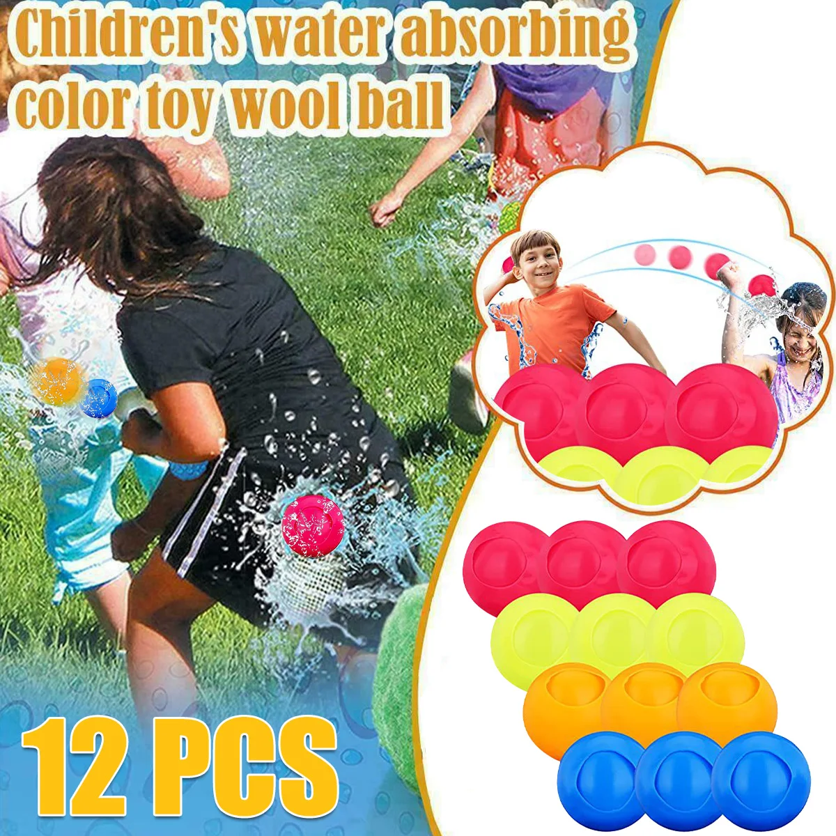 

12pcs Fight Water Balloons Toys Self-filling Water Ball Toy Reusable Water Fight Toys Parent-children Interactive Reusable Water