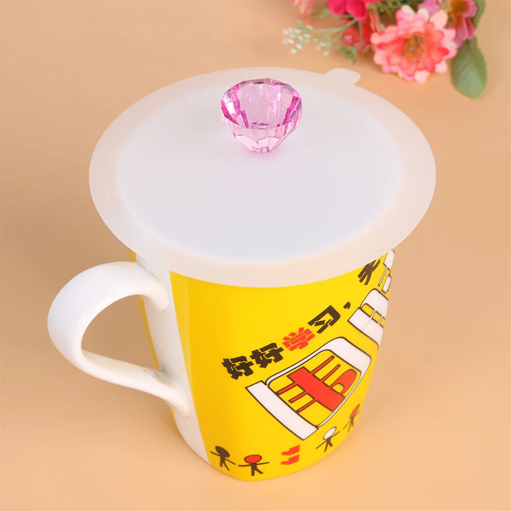

6 Pcs 12CM Transparent Diamond Cup Lids Dust-Proof Silicone Mug Cover Bright Color Drink Cup Lids
