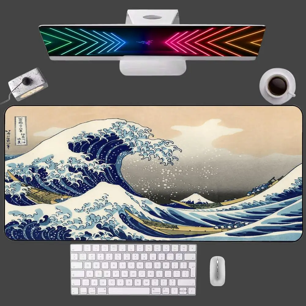 

Artistic The Great Wave Off Kanagawa Anime Mouse Pad 100x50 Large Mini PC Gaming Accessories Mousepad Computer Keyboard Desk Mat