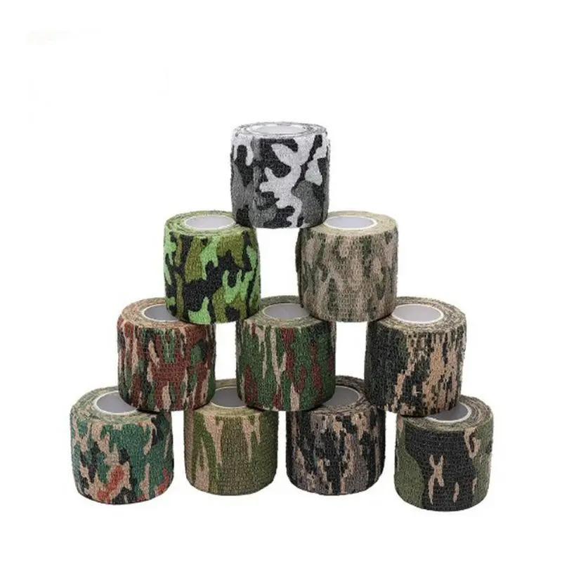 

10 Rolls Woodland Camouflage Self-Adhesive Bandage Non-Woven Fabric Elastic Tape