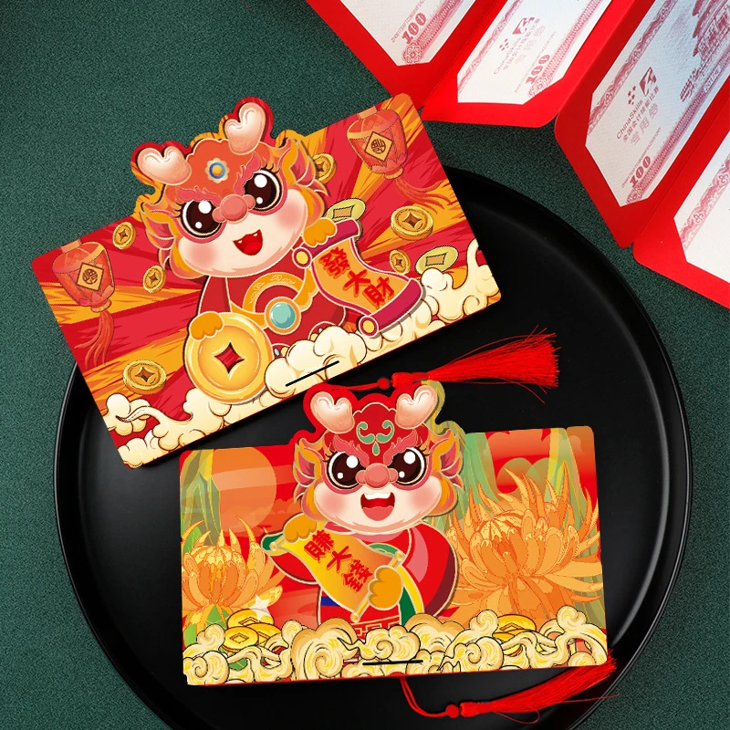 

6 Slots Red Envelope Chinese New Year Decorations 2024 Dragon Year HongBao Envelope New Year Spring Festival Red Packet