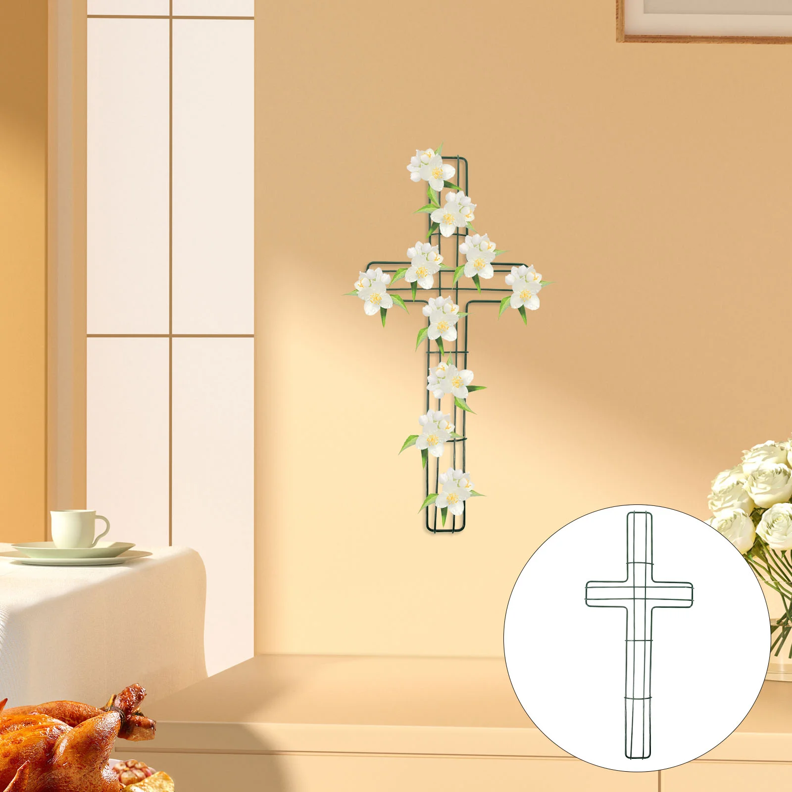 Рамка для венка рождественская гирлянда обруч украшение на стену (зеленый-40*15 см)