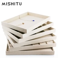 mishitu luxury beige linen jewelry display tray for ring necklace pendant earring combination showcase storage jewelry organizer