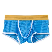 mens underwear ice silk mesh sexy stripe translucent thin soft breathable high elastic boxer pants men underwear pack