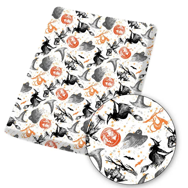 Полиэфирная хлопчатобумажная ткань с принтом тыквы на Хэллоуин платье для