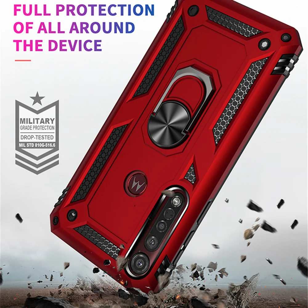Ударопрочный чехол для Motorola MOTO One macro Armor Moto G8 Plus Play чехол-бампер с кольцом