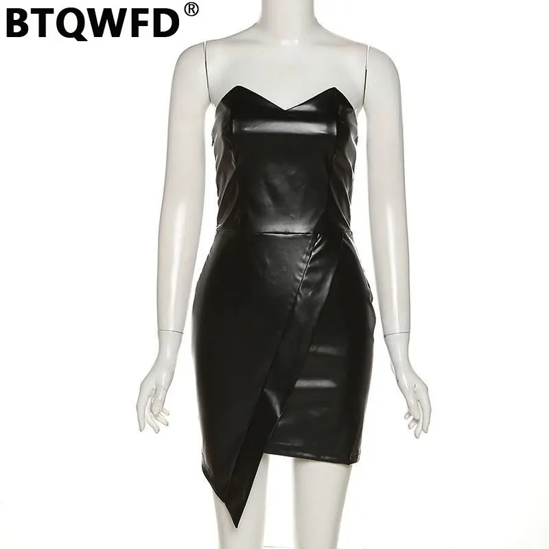 

Dresses for Women 2023 New Leather PU Short Skirts Party Black Beach Hip Wrap Summer Ladies Fashion Sexy Outfits Female Clothing