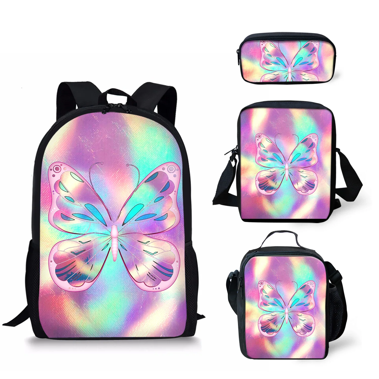 ADVOCATOR Colorful Butterfly Pattern Girls School Bags Luxury Students Backpacks 4Pcs/Set Kids Travel Satchel Free Shipping