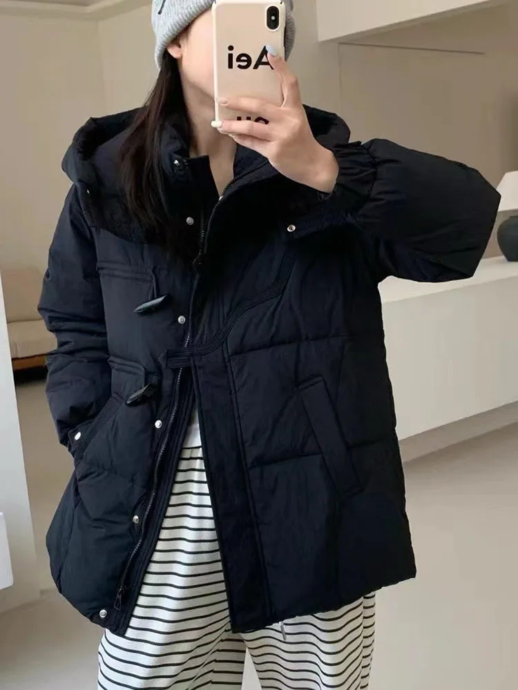 Повседневная модная теплая верхняя одежда на пуговицах с рогами женская длинная