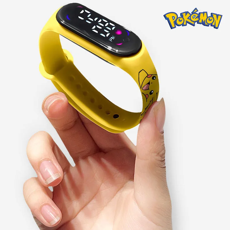 

Pokemon Student Electronic Watch Pikachu Cartoon Digital Sports Electronic Waterproof LED Bracelet Wristband Children's Toy Gift