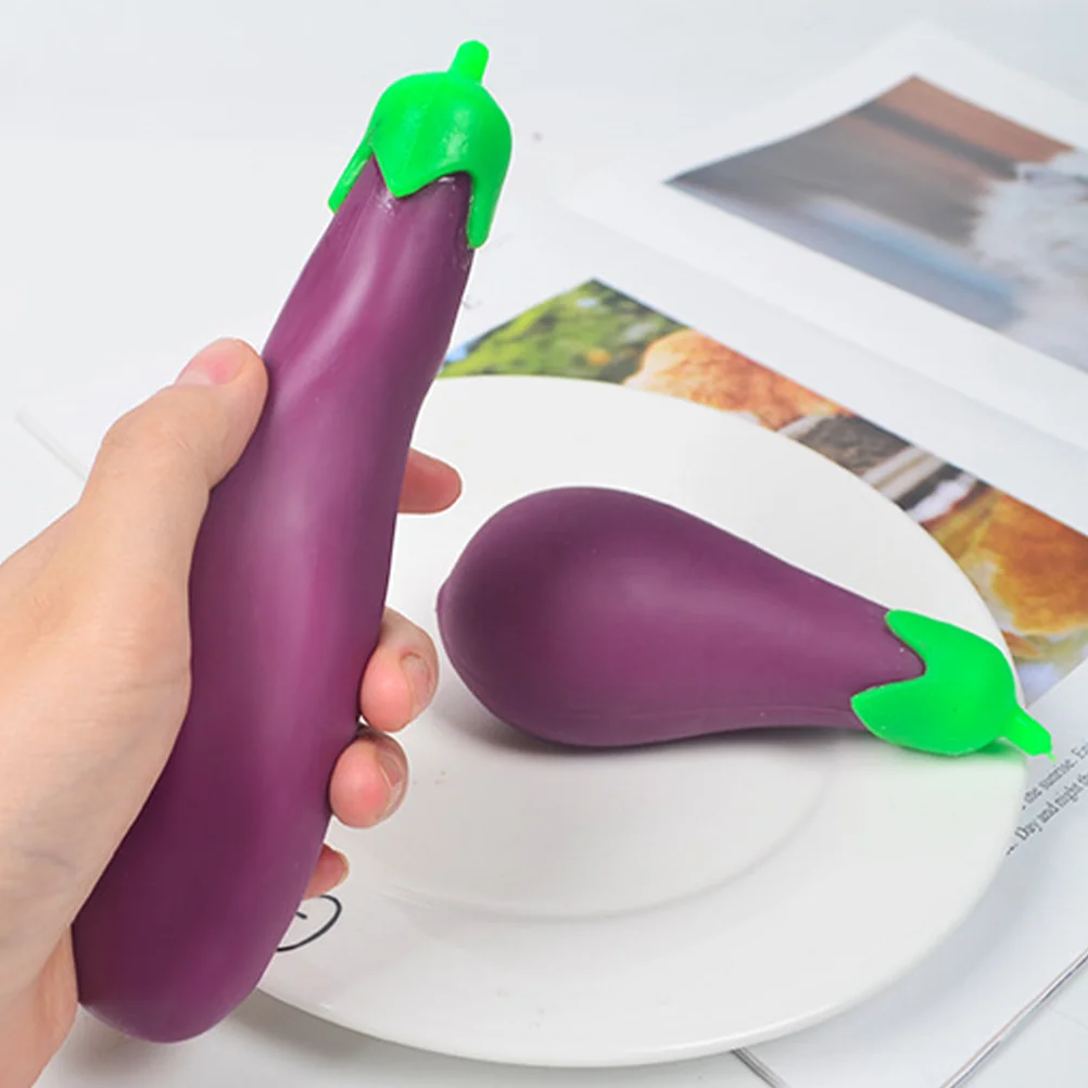 

4 Pcs Lala Music Kids Stretchy Toy Supple Stress Toys Soft Fake Vegetables Eggplant Tpr Fidget Child Decompression