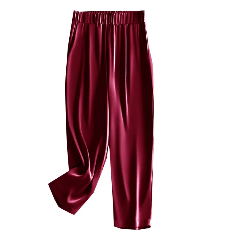 Атласные триацетатные весенне-летние женские брюки с девятью точками