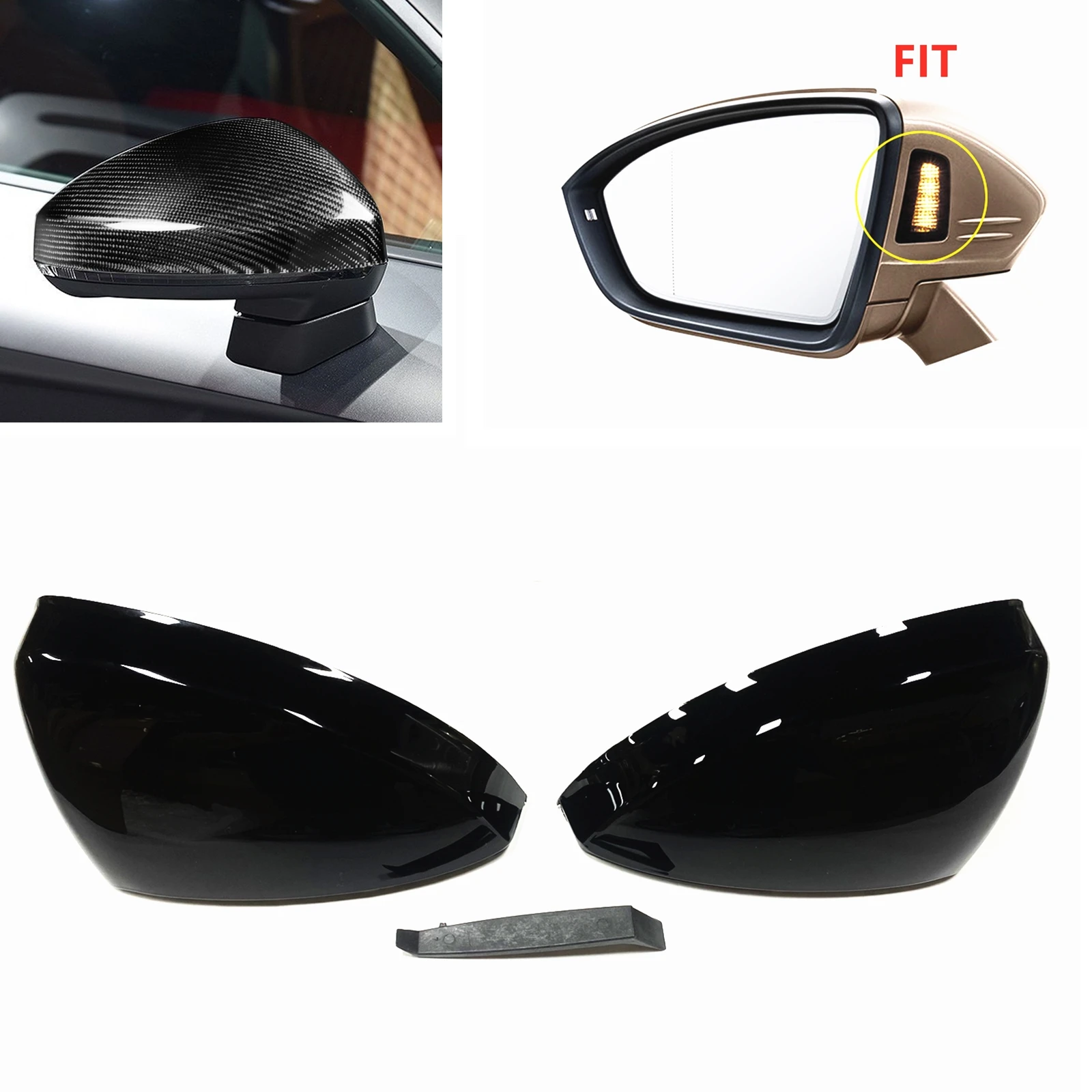 

2PCS Gloss Black Cap Replacement Rear View Mirror Cover With Lane Assist For Audi R8 4S 2016-2022 TT TTS TTRS MK3 8S 2015-2022