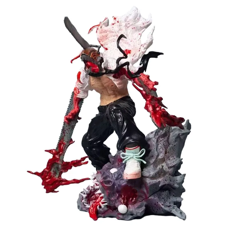 

17CM Chainsaw Man Anime Figure Denji Pochita Fury vs. Bat Monster Battle Scene Model PVC Figurine Adult Collectible Doll Toy