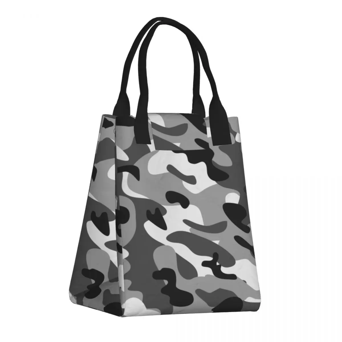 

Grey Camouflage Lunch Bag Portable Military Army Camo Thermal Cooler Insulated Lunch Box For Women Kids Travel Food Tote Bags