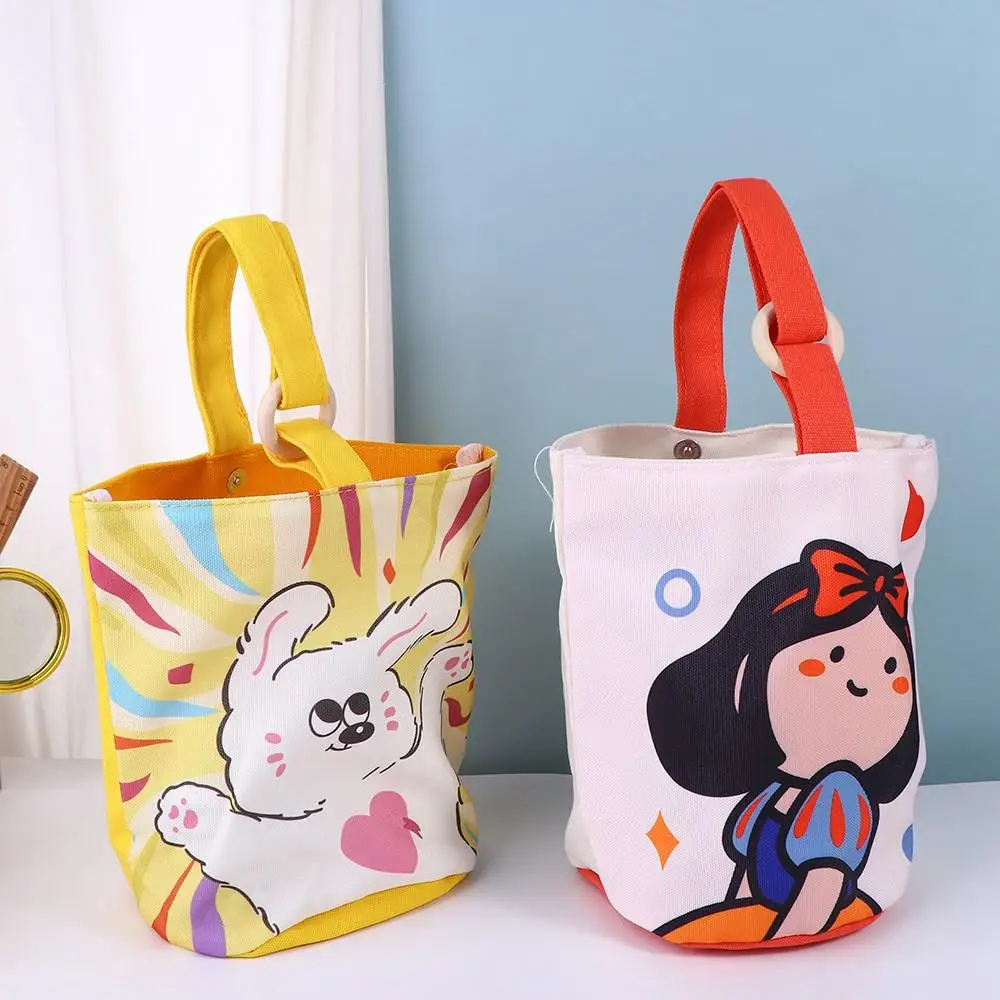 Подходящая ко всему мультяшная Холщовая Сумка-мешок для девушек в Корейском