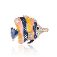 enamel tropical fish brooches for women cute sea fish animal rhinestone brooch party coat jewelry fashion accessories
